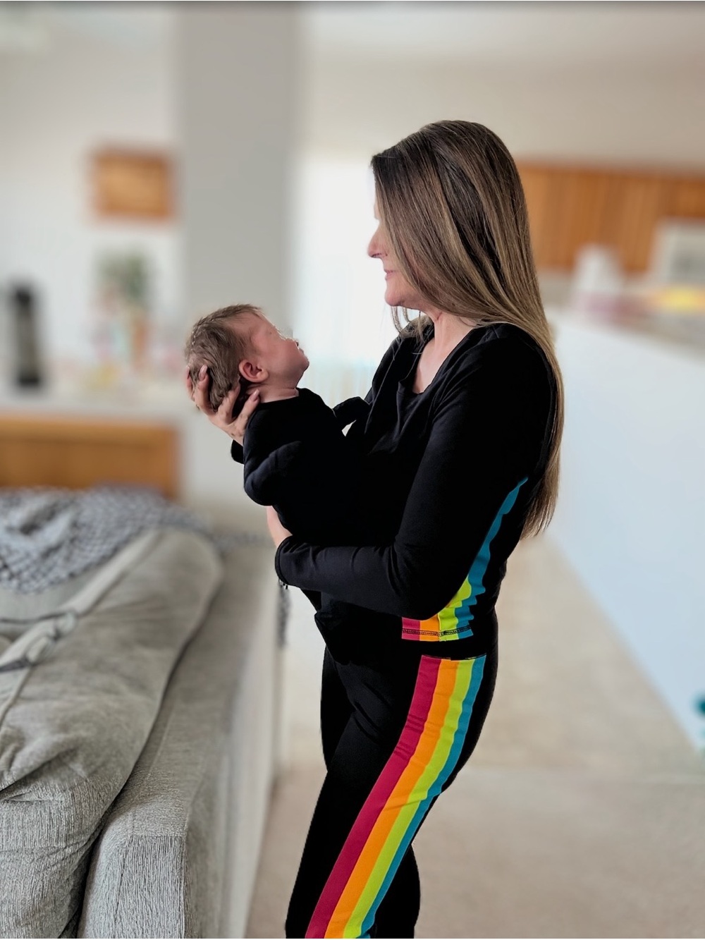 New York & Company Black Joggers with Rainbow Side Stripe - Picture 11 of 11
